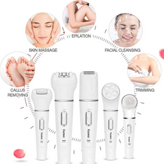 Kemei 5-in-1 Beauty Tools Kit – Epilator, Cleansing Brush, Shaver & More