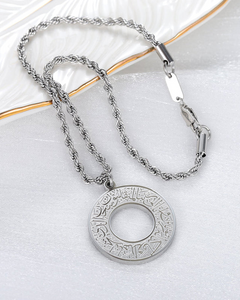 Ayat ul Kursi Round Arabic Engraved Pendant Necklace